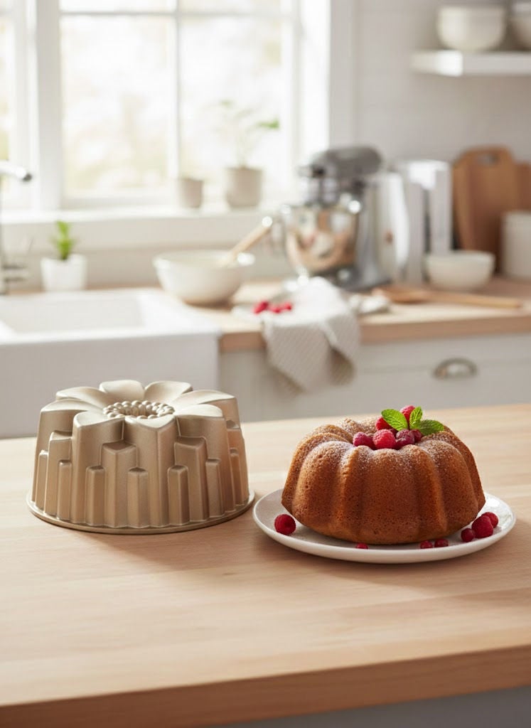 PROCILA Aluminium Granite Non-Stick Dehlia Mould Pan Beige 24cm - Image 1