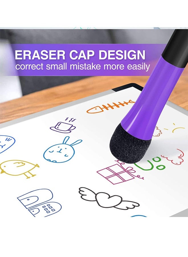 إم إكس إن أقلام سبورة بيضاء مغناطيسية جافة بـ 12 لونًا مع غطاء ممحاة - أقلام قابلة للمسح برأس دقيق، أقلام رسم خفيفة الرائحة مناسبة للسبورة البيضاء، الثلاجة، الفصل الدراسي، المكتب - Image 3