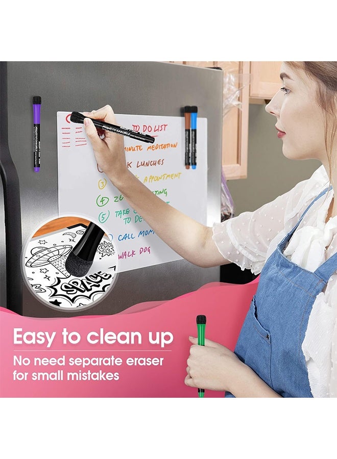 إم إكس إن أقلام سبورة بيضاء مغناطيسية جافة بـ 12 لونًا مع غطاء ممحاة - أقلام قابلة للمسح برأس دقيق، أقلام رسم خفيفة الرائحة مناسبة للسبورة البيضاء، الثلاجة، الفصل الدراسي، المكتب - Image 4
