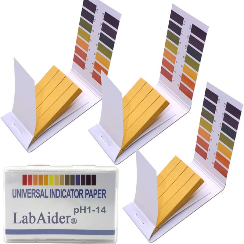 LabAider 3 Pack pH.1-14 Test Paper Extensive Test Paper Litmus Test Paper 240 Strips pH Test with Storage Case for Saliva Urine Water Soil Testing Pet Food and Diet pH Monitoring (3 PACK with Storage Case) - Image 1