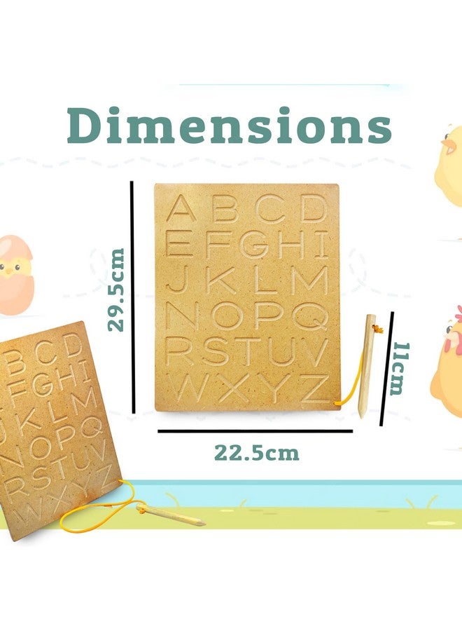 FunBlast FunBlast Wooden Alphabet Tracing Board - ABC Trace Letters Capital Alphabet Writing Practice Tracing Boards for Kids - Multi Color  - Image 2