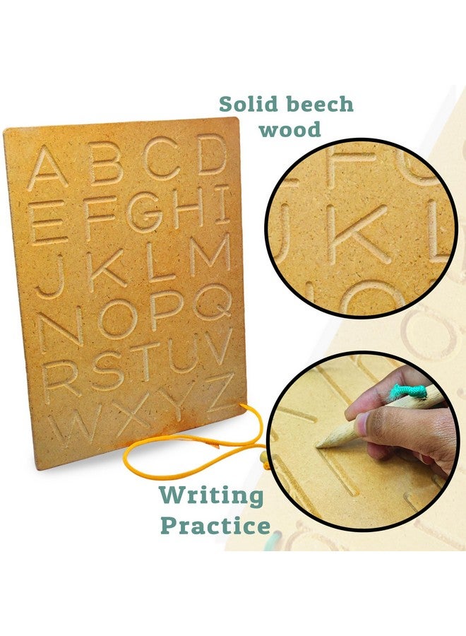 FunBlast FunBlast Wooden Alphabet Tracing Board - ABC Trace Letters Capital Alphabet Writing Practice Tracing Boards for Kids - Multi Color  - Image 3