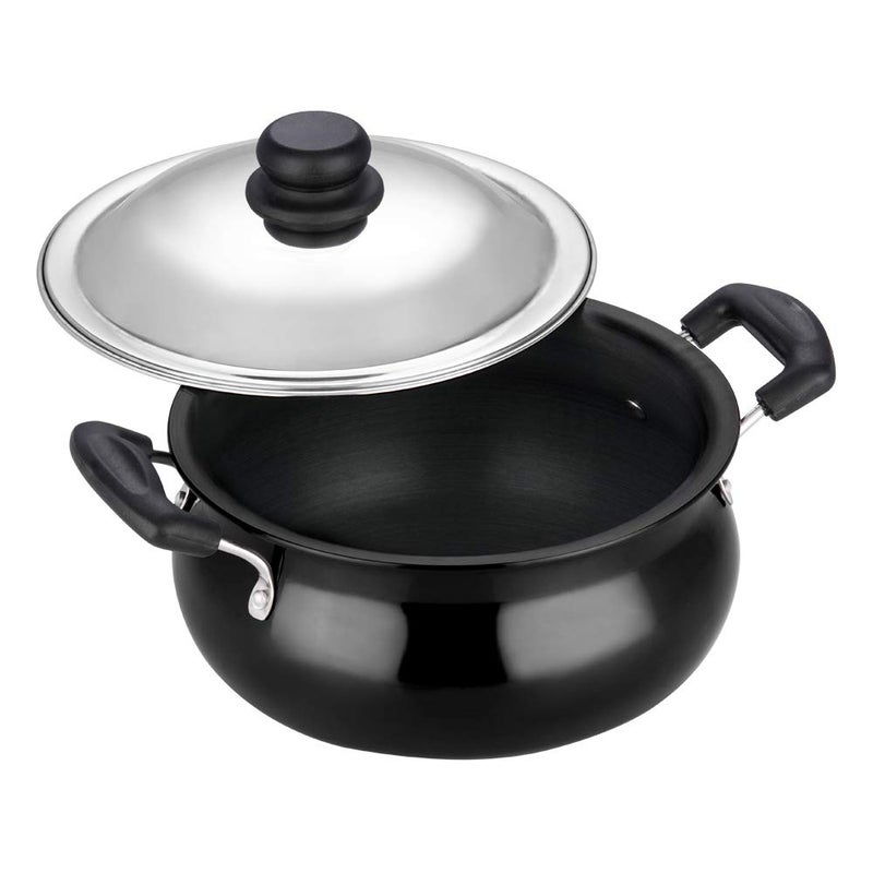 VINOD Vinod Black Pearl Hard Anodised Non Stick Handi with Lid - 6.5 Litre, Large | 3.25mm Thickness | Biryani Pot | Gas Stove Compatible | 2 Year Warranty | Toxin Free - Black - Image 3