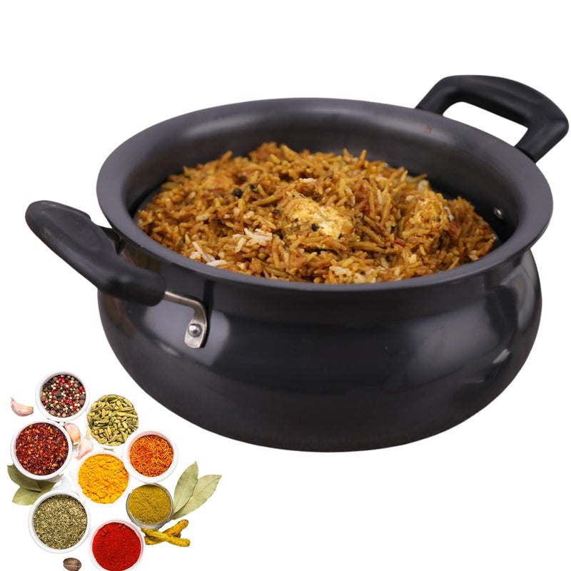 VINOD Vinod Black Pearl Hard Anodised Non Stick Handi with Lid - 6.5 Litre, Large | 3.25mm Thickness | Biryani Pot | Gas Stove Compatible | 2 Year Warranty | Toxin Free - Black - Image 1