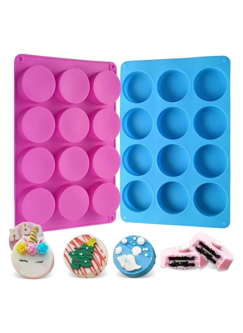Oasisgalore 2 PCS Round Chocolate Cookie Molds, Cylinder Silicone Mold, Perfect for Chocolate Covered Oreos, Cake, Candy, Pudding, Mini Soap  - Image 1