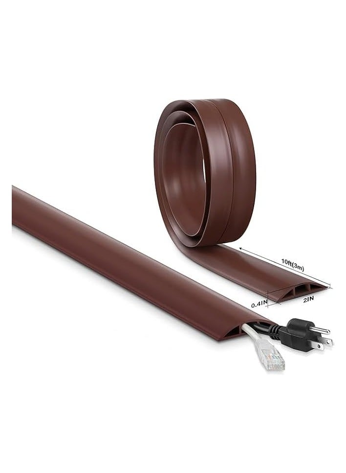 erorex 10FT Cord Cover ground, Brown Cord Hider ground, Extension Cable Cover Power Cord Protector ground, Cable Management Hide Cords on ground- Soft PVC Wire Covers - Cord Cavity: 0.47" (W) x 0.24" (H)  - Image 2