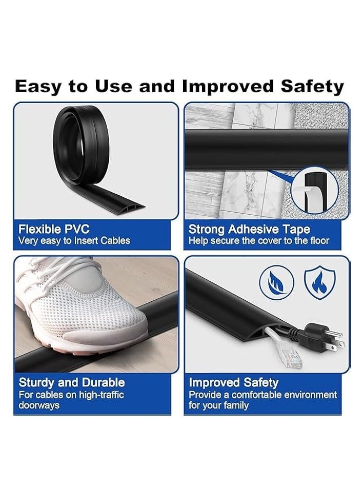 erorex 10FT Cord Cover ground, Brown Cord Hider ground, Extension Cable Cover Power Cord Protector ground, Cable Management Hide Cords on ground- Soft PVC Wire Covers - Cord Cavity: 0.47" (W) x 0.24" (H)  - Image 4