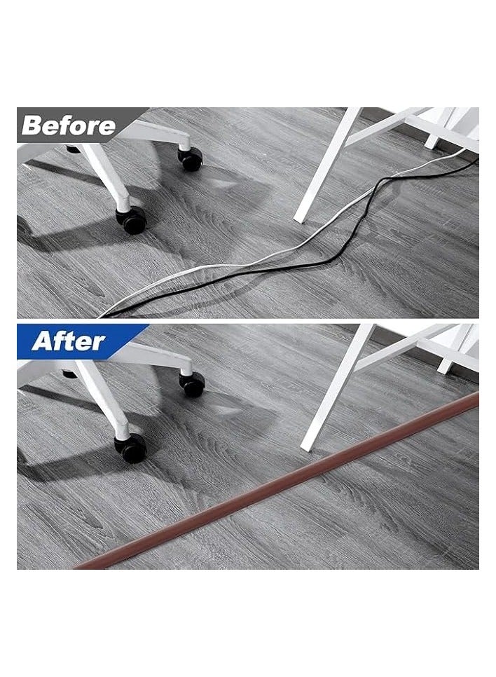erorex 10FT Cord Cover ground, Brown Cord Hider ground, Extension Cable Cover Power Cord Protector ground, Cable Management Hide Cords on ground- Soft PVC Wire Covers - Cord Cavity: 0.47" (W) x 0.24" (H)  - Image 3