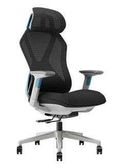 AFTERWORK AFTERWORK Infinity Gaming Chair – 2D Headrest, 2D Armrests, Sliding Molded Seat, Lumbar Height Adjustment, 5-Position Tilt Lock – White & Blue Gaming Chair  - Image 5