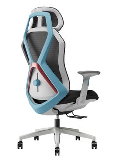 AFTERWORK AFTERWORK Infinity Gaming Chair – 2D Headrest, 2D Armrests, Sliding Molded Seat, Lumbar Height Adjustment, 5-Position Tilt Lock – White & Blue Gaming Chair  - Image 2