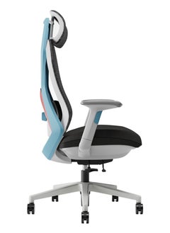 AFTERWORK AFTERWORK Infinity Gaming Chair – 2D Headrest, 2D Armrests, Sliding Molded Seat, Lumbar Height Adjustment, 5-Position Tilt Lock – White & Blue Gaming Chair  - Image 3