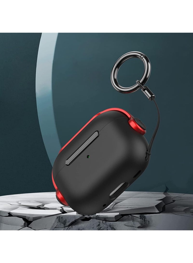 حافظة واقية لجهاز Airpods 3 (مع غطاء إغلاق) (ضوء LED أمامي مرئي) (مع حزام معصم) حافظة جلدية متوافقة مع Airpods 3 الجيل الثالث 2021 (أسود/أزرق) - Image 2