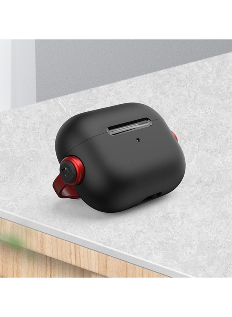 حافظة واقية لجهاز Airpods 3 (مع غطاء إغلاق) (ضوء LED أمامي مرئي) (مع حزام معصم) حافظة جلدية متوافقة مع Airpods 3 الجيل الثالث 2021 (أسود/أزرق) - Image 3