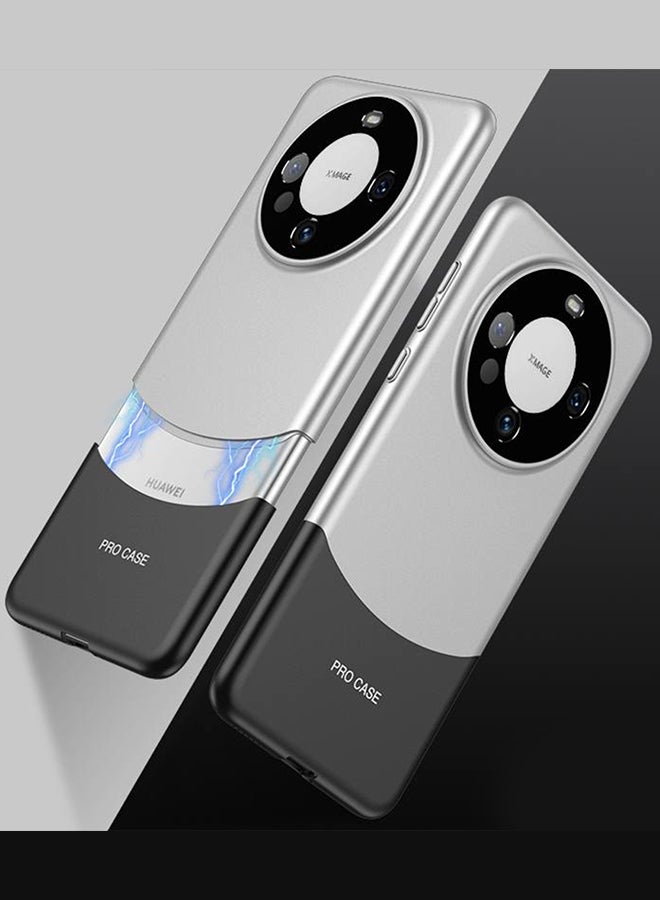 CATANES Huawei Mate 60 Pro Case Camera Full Cover Protector Shockproof Hard Case Cover Luxury and Fashionable Design Case Silver - Image 3