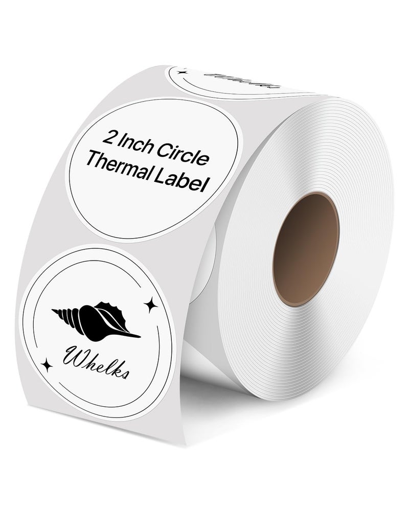 iEager 2 Inch Round Thermal Labels, Circle Thermal Printer Stickers, Durable Circular Label Printer Sticker for Business, Logo, Gift, 500 Labels/Roll, White - Image 1