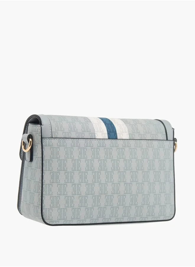ايل Womens Monogram Print Crossbody Bag With Button Closure And Adjustable Strap
