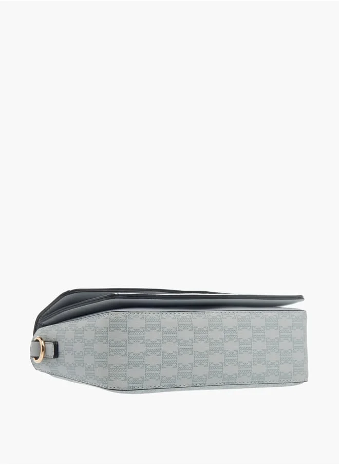 ايل Womens Monogram Print Crossbody Bag With Button Closure And Adjustable Strap