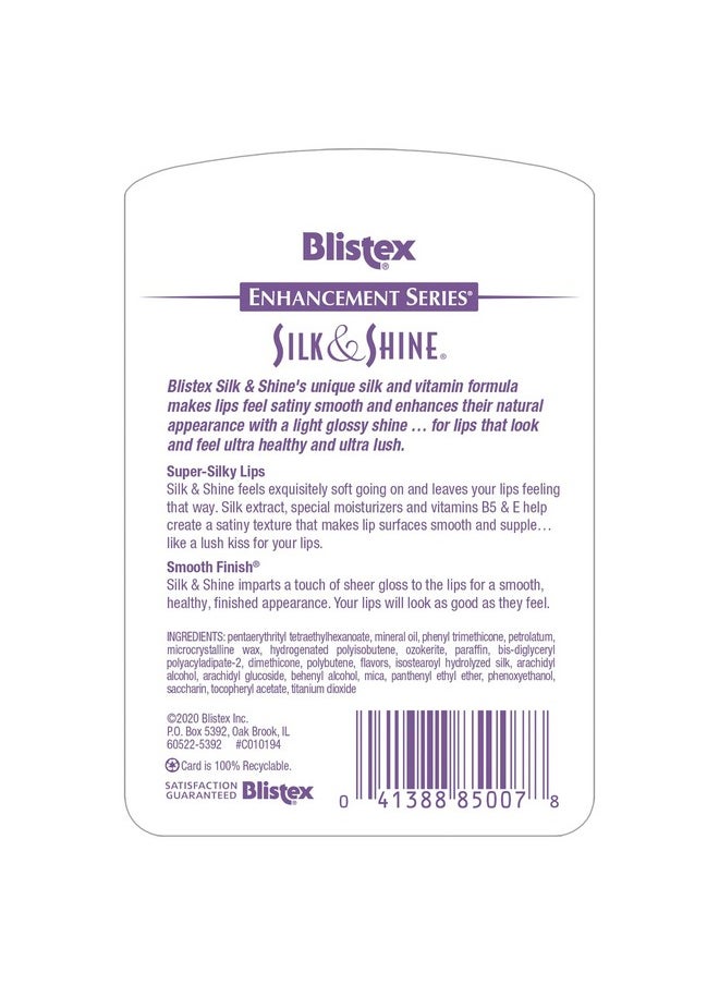 Blistex - Silk & Shine Lip Balm 0.13 Ounce Tube Pack Of 6 Vitamin B5 & E Bulk Lip Balm Super Smooth Lip Moisturizer Sheer Gloss For Finished Appearance - Image 1