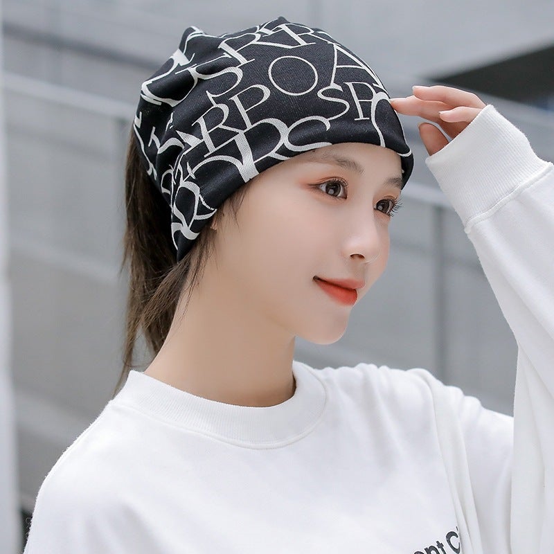 Versatile Autumn Winter Twist Scarf Cap No. 35 black large letters 