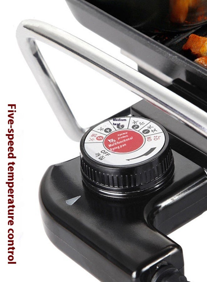 AiQi Multifunctional Electric Health Grill | Large Flat Grill Pan with Dual Heating, 5-Level Temperature Control, Non-Stick Stone Coating, Removable Oil Tray, Easy Cleaning | 66×28cm Family BBQ Hotplate - Image 3