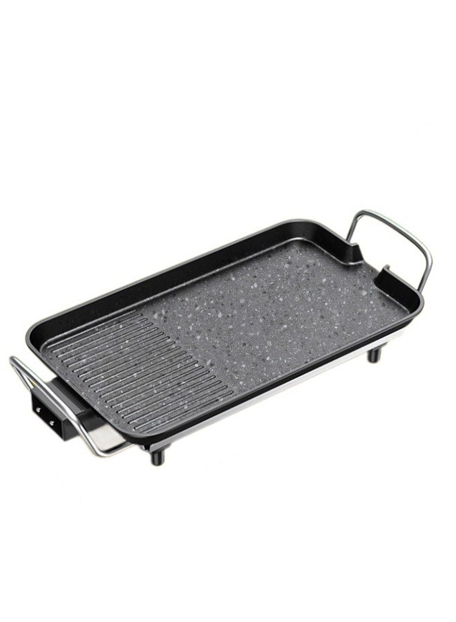 AiQi Multifunctional Electric Health Grill | Large Flat Grill Pan with Dual Heating, 5-Level Temperature Control, Non-Stick Stone Coating, Removable Oil Tray, Easy Cleaning | 66×28cm Family BBQ Hotplate - Image 2