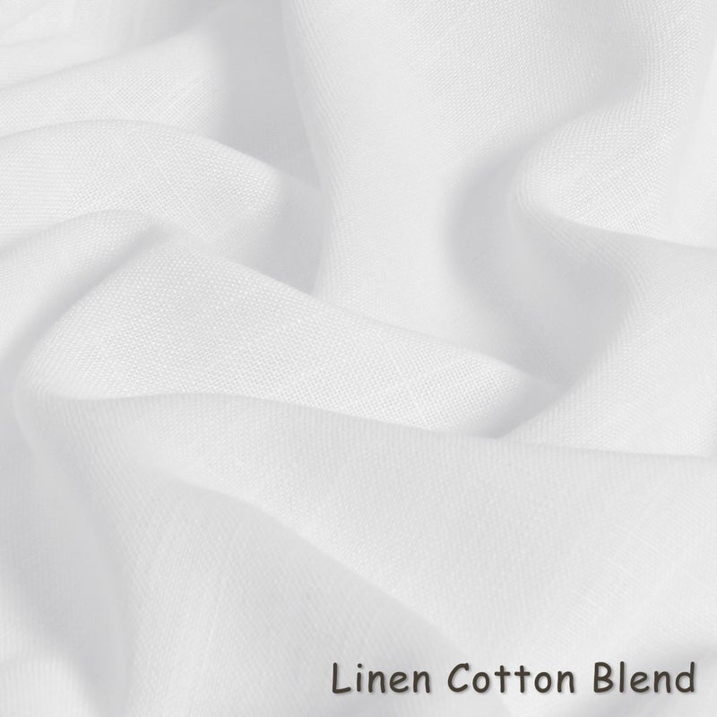 Aersas White Linen Curtains 72 Inches Long 2 Panels Set for Living Room Dining Grommet Flax Linen Drapes Light Filter Semi Sheer Boho Farmhouse Neutral Window Curtain 72 Inch Length for Closet Bedroom - Image 3