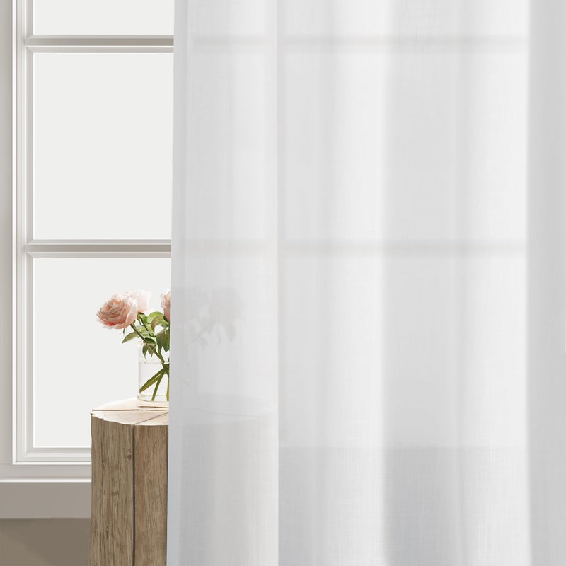 Aersas White Linen Curtains 72 Inches Long 2 Panels Set for Living Room Dining Grommet Flax Linen Drapes Light Filter Semi Sheer Boho Farmhouse Neutral Window Curtain 72 Inch Length for Closet Bedroom - Image 5