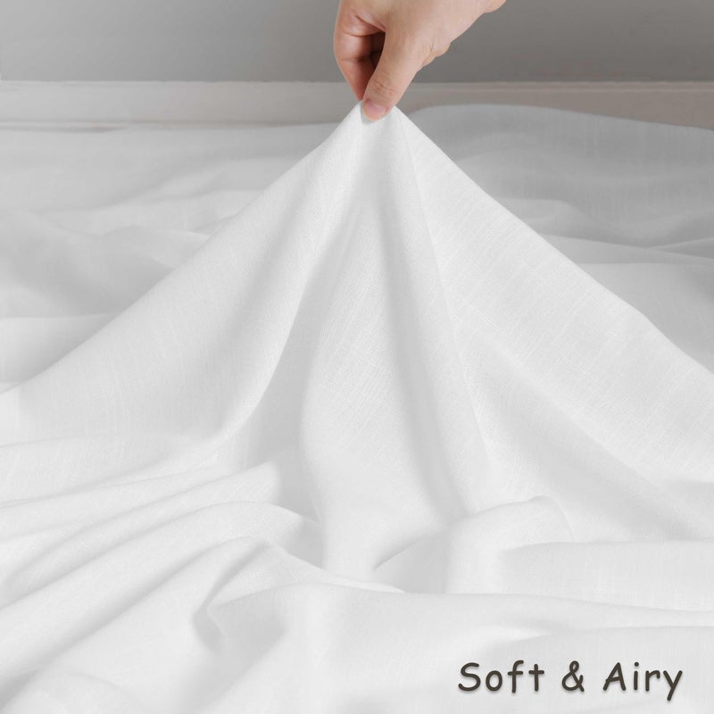 Aersas White Linen Curtains 72 Inches Long 2 Panels Set for Living Room Dining Grommet Flax Linen Drapes Light Filter Semi Sheer Boho Farmhouse Neutral Window Curtain 72 Inch Length for Closet Bedroom - Image 4