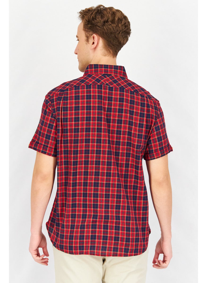 Jachs NY - Men Regular Fit Plaid Short Sleeves Casual Shirt, Red - Image 1