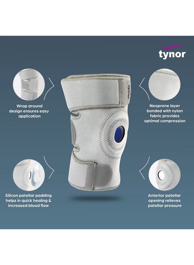 Tynor TYNOR Knee Wrap (Neoprene), Grey, XXL, 1 Unit  - Image 3