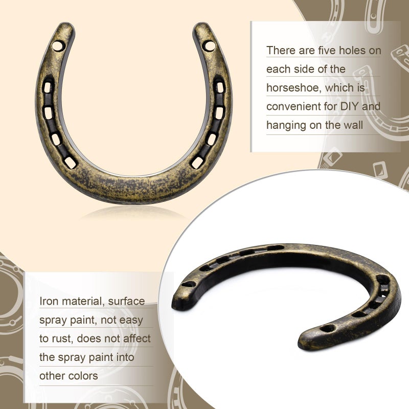 Shimeyao 10 Pcs Horseshoe Bulk Cast Iron 4.5 x 4.3 Inch Horseshoes for Adults Wall Hung Good Luck Handmade Decorations Horse Theme Party Wedding Birthday Supplies (Bronze) - Image 5