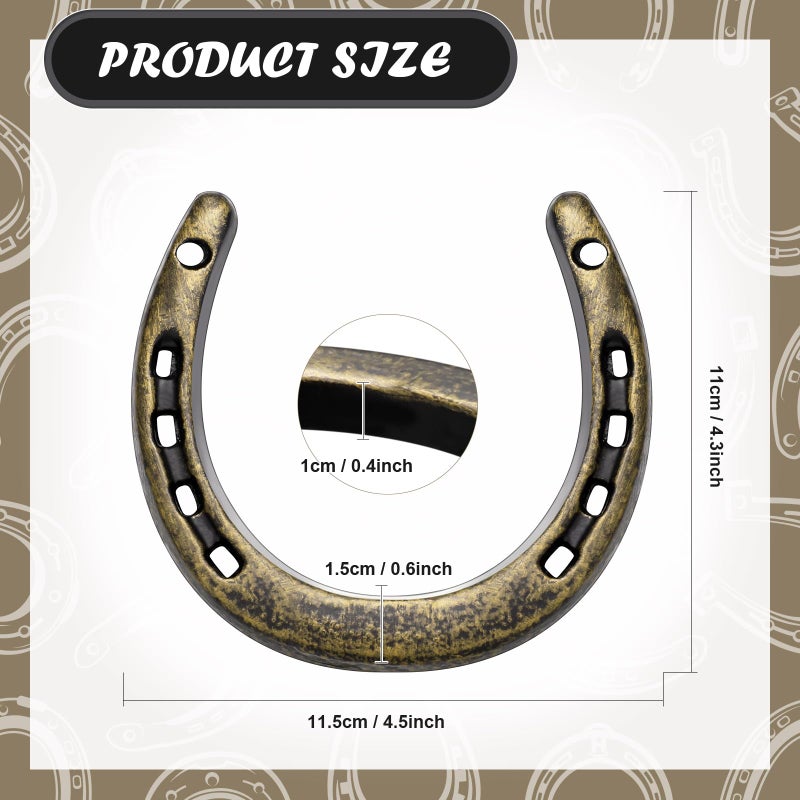 Shimeyao 10 Pcs Horseshoe Bulk Cast Iron 4.5 x 4.3 Inch Horseshoes for Adults Wall Hung Good Luck Handmade Decorations Horse Theme Party Wedding Birthday Supplies (Bronze) - Image 2