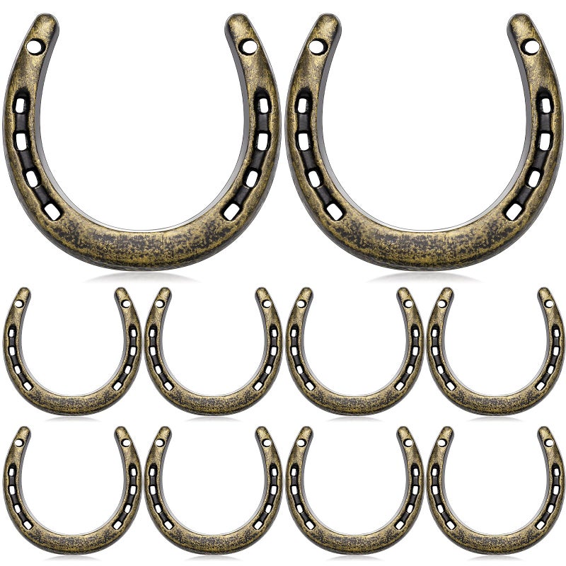Shimeyao 10 Pcs Horseshoe Bulk Cast Iron 4.5 x 4.3 Inch Horseshoes for Adults Wall Hung Good Luck Handmade Decorations Horse Theme Party Wedding Birthday Supplies (Bronze) - Image 1