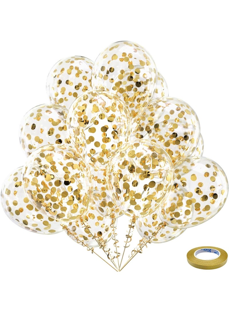 Gold Confetti Latex Party Balloons - 60 Pack, 12 inch Helium Gold Confetti Balloons for Wedding, Graduation, Baby Shower, Birthday Party Decorations - Image 1