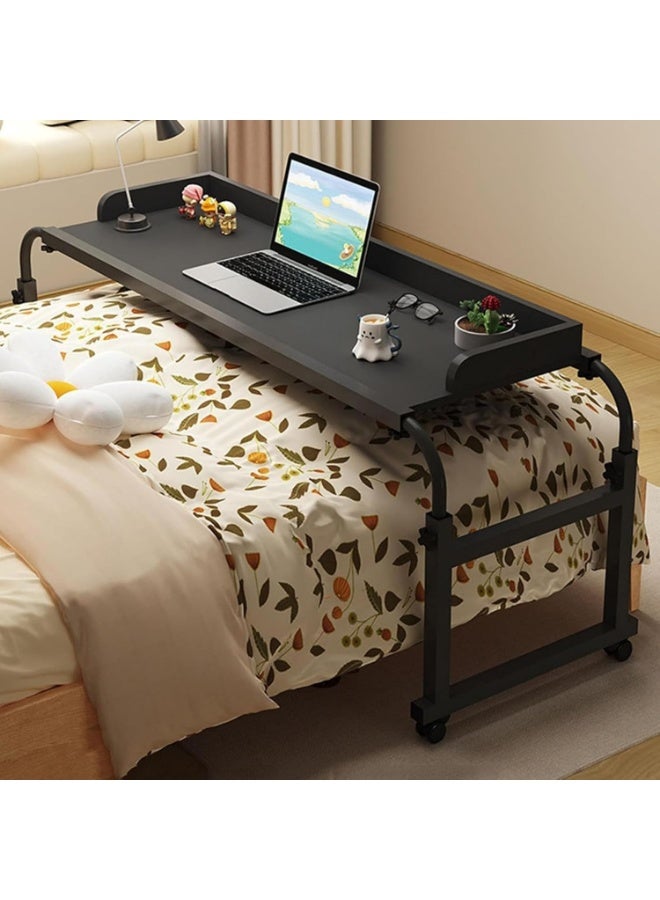 Over Bed Table with Wheels - Height Adjustable Mobile Laptop Desk, Folding Computer Table Swivel Tray Writing Desk for Bedroom Home Office Hospital, Portable Overbed Workstation for King Size Bed（YN119） - Image 1