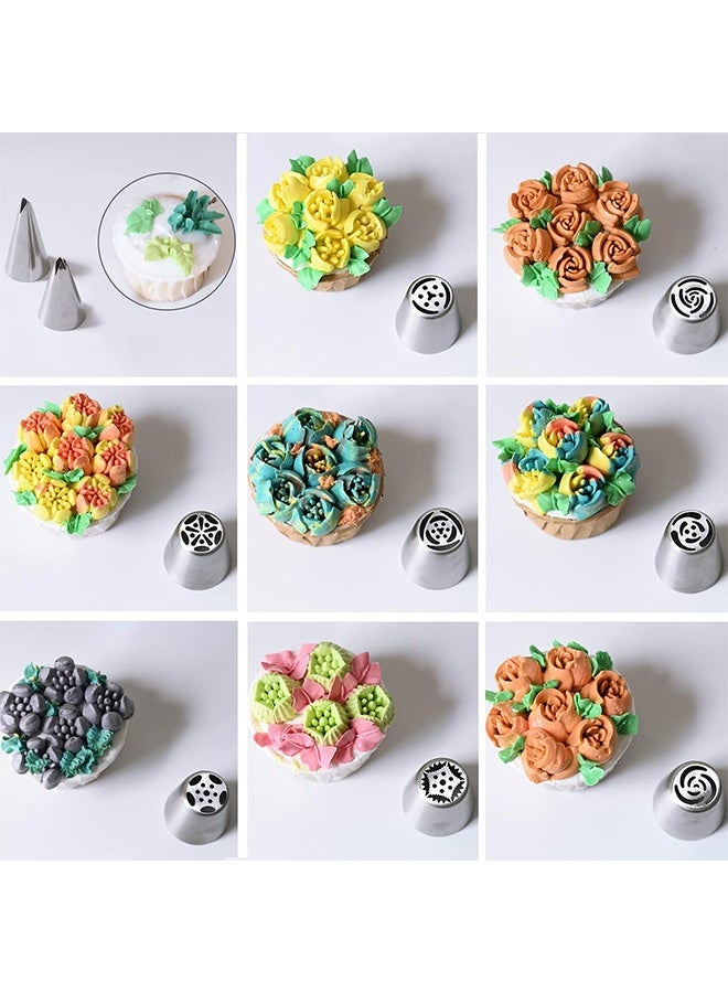 انت مجموعة من 27 قطعة من أطراف تزيين الكيك، أدوات خبز لتزيين الكعك وحفلات أعياد الميلاد (12 طرفًا للتزيين، 10 أكياس خبز المعجنات، طرفان من أطراف تزيين الورق، وصلتان، كيس سيليكون واحد) - Image 4