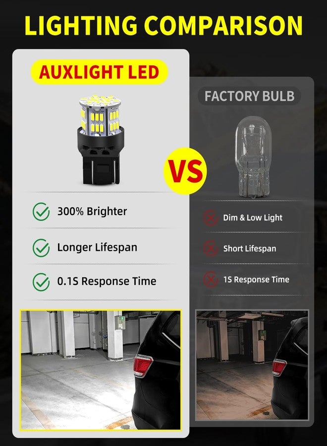 AUXLIGHT مصابيح AUXLIGHT 7443 LED، 54-SMD، سطوع فائق 300%، بديل لمصابيح 7444 7440 T20 922 7442 W21W LED للسيارات والشاحنات، مصابيح الرجوع للخلف، مصابيح الفرامل الخلفية، مصابيح الإشارة، لون أبيض زينون (عبوة من 6 مصابيح) - Image 4