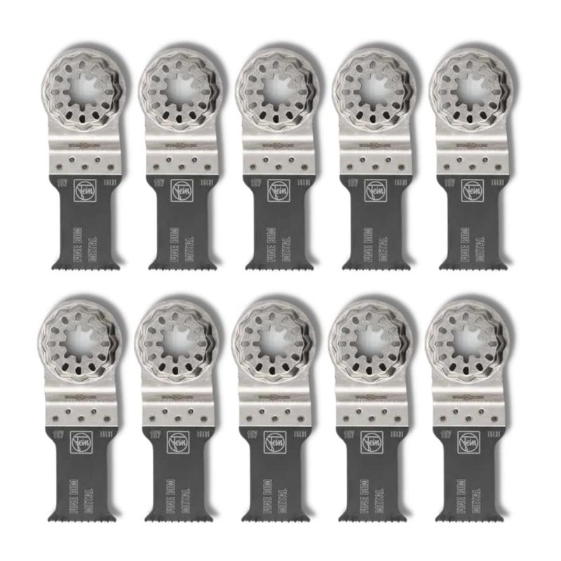 Fein Starlock E-Cut Saw Blade - Precision Cutting for Sheet Metals, Aluminum Profiles, Copper Pipes & Hard Plastics with Fine Teeth, 1-1/8" Width, 2" Length, 10-Pack - 63502157290 - Image 1