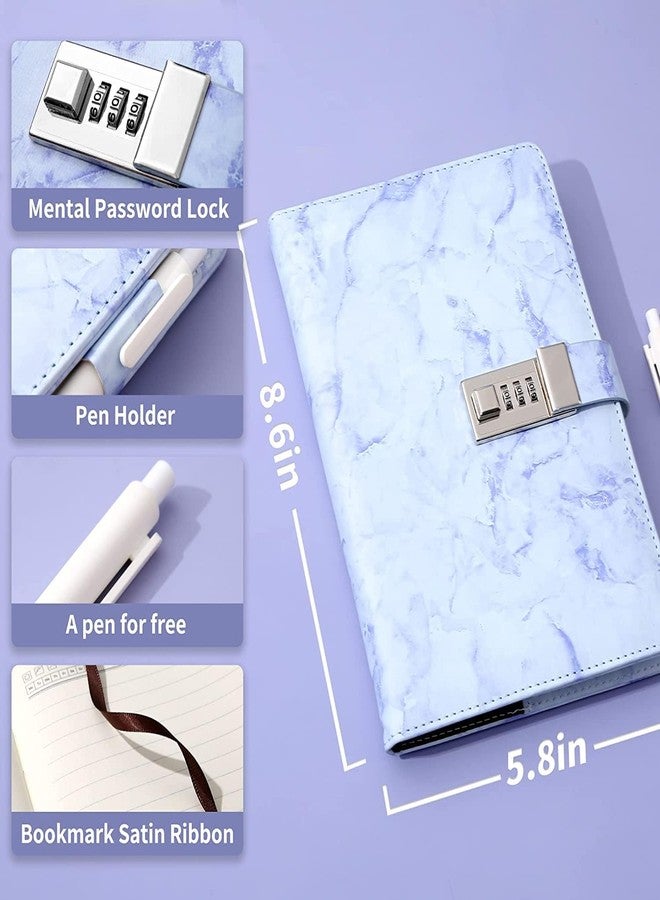 VATTU Diary Journal with Locks for Girls and Women Secret Diaries Journal with Code Lock A5 Notebooks with Combination Lock PU Leather Cover Diary Notebook for Teen Girl - Marble Design - Image 2