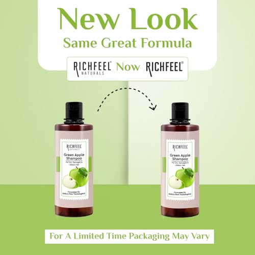 Richfeel Green Apple Shampoo For Dry & Damaged Hair | Anti Dandruff | Promotes Healthy, Shiny and Glossy Hair | Nourishes Scalp | Makes Hair Soft & Smooth | All Skin Types | 500 ml - Image 2