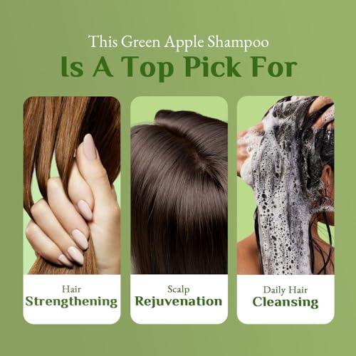 Richfeel Green Apple Shampoo For Dry & Damaged Hair | Anti Dandruff | Promotes Healthy, Shiny and Glossy Hair | Nourishes Scalp | Makes Hair Soft & Smooth | All Skin Types | 500 ml - Image 5