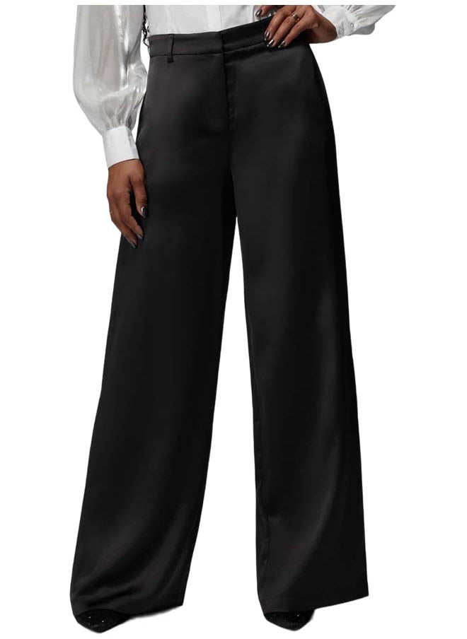 bebe High Waist Satin Ultra Wide Leg Pant  - Image 1