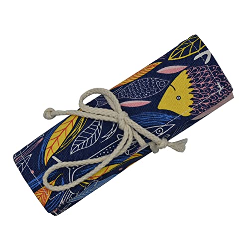 Maydahui Canvas Colored Pencil Roll Wrap 24/48/72 Slots Coloring Pencil Holder Organizer Storage Pouch Portable for Artist Drawing (Colorful Fish,24 Slots) - Image 5
