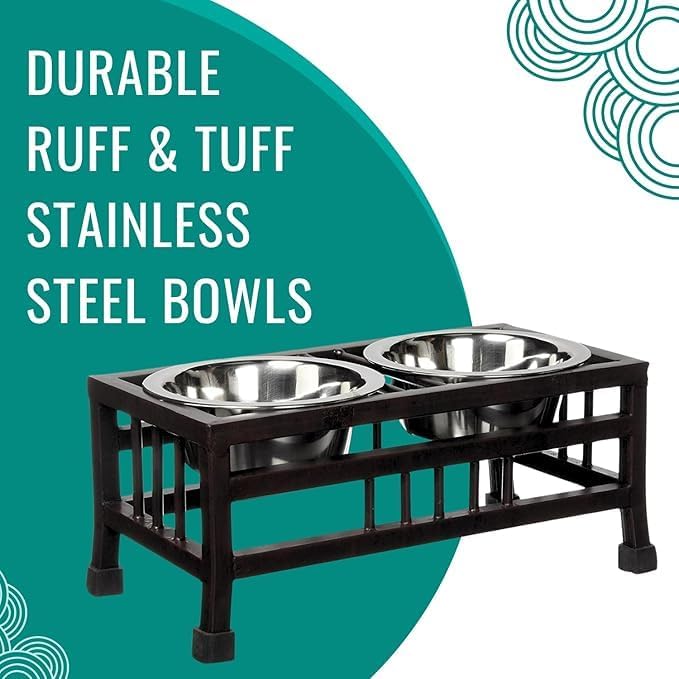 RoverPets Pet Feeder for Dogs & Cats | Dog Bowl Stand for Large Dogs | Stainless Steel Food and Water Bowls with Iron Stand | Dog Bowls Size (Large - 1600ML X 2 Bowl) - Image 5