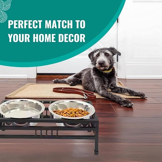RoverPets Pet Feeder for Dogs & Cats | Dog Bowl Stand for Large Dogs | Stainless Steel Food and Water Bowls with Iron Stand | Dog Bowls Size (Large - 1600ML X 2 Bowl) - Image 4