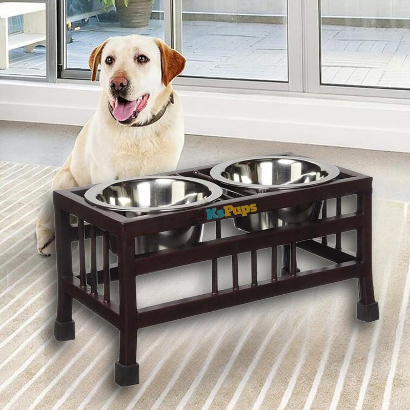 RoverPets Pet Feeder for Dogs & Cats | Dog Bowl Stand for Large Dogs | Stainless Steel Food and Water Bowls with Iron Stand | Dog Bowls Size (Large - 1600ML X 2 Bowl) - Image 1