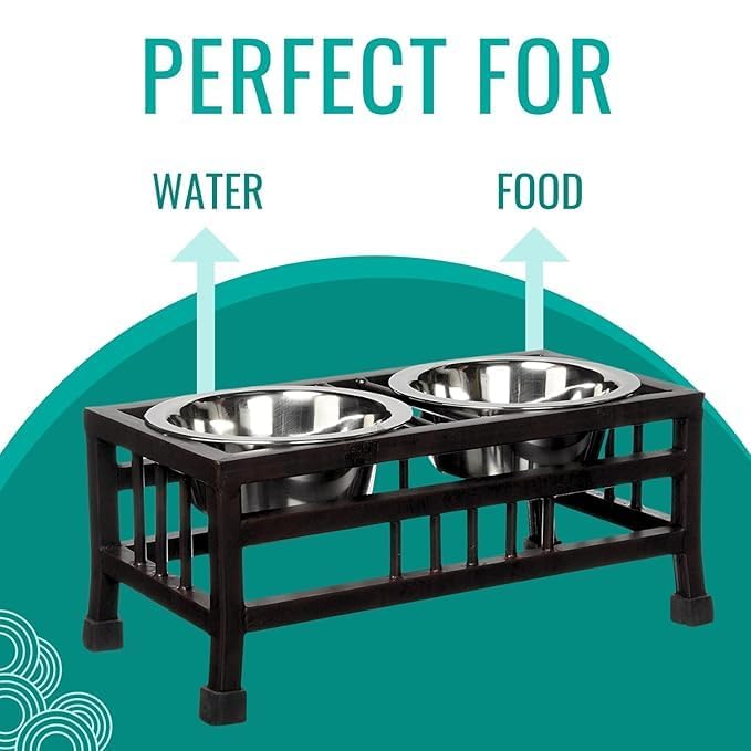 RoverPets Pet Feeder for Dogs & Cats | Dog Bowl Stand for Large Dogs | Stainless Steel Food and Water Bowls with Iron Stand | Dog Bowls Size (Large - 1600ML X 2 Bowl) - Image 3