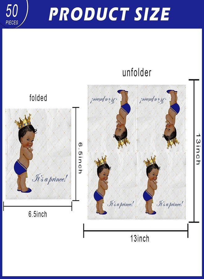 Buerhanerry 50 Royal Blue Prince Party Napkins, It's a Prince Baby Shower Decorations Boy, Prince Birthday Dinner Table Decoration Supplies, Royal Blue Disposable Paper Napkins - Image 2