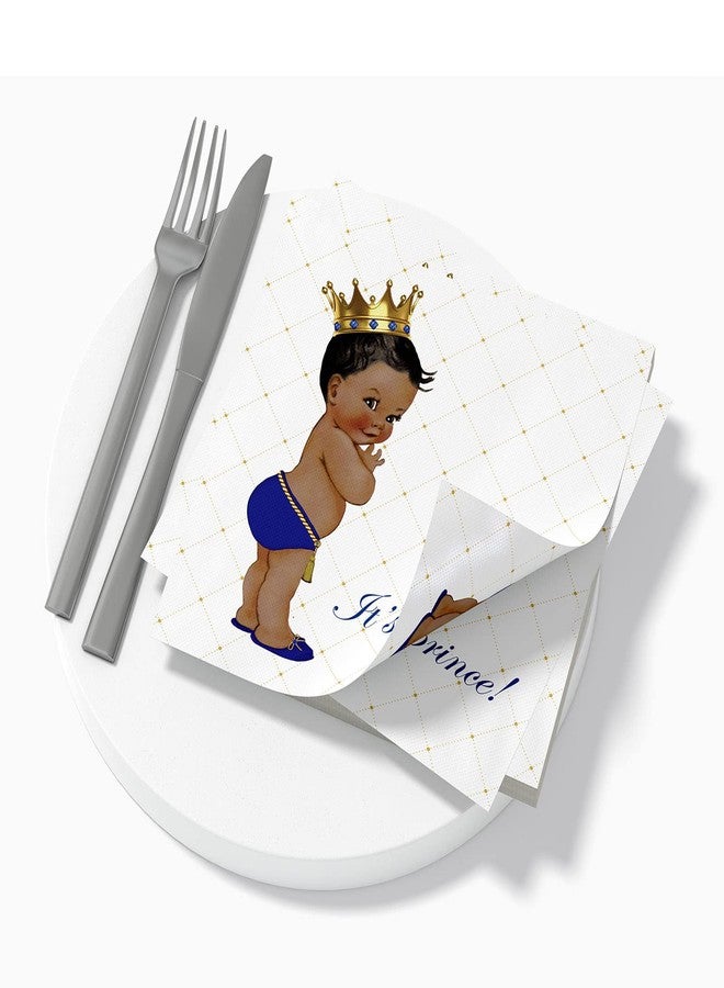 Buerhanerry 50 Royal Blue Prince Party Napkins, It's a Prince Baby Shower Decorations Boy, Prince Birthday Dinner Table Decoration Supplies, Royal Blue Disposable Paper Napkins - Image 4