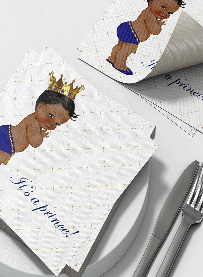 Buerhanerry 50 Royal Blue Prince Party Napkins, It's a Prince Baby Shower Decorations Boy, Prince Birthday Dinner Table Decoration Supplies, Royal Blue Disposable Paper Napkins - Image 5